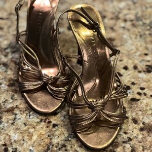 Elegant Bronze Strappy Heels